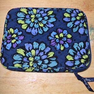 Vera Bradley Navy Quilted Tablet Sleeve with Bright Floral Pattern